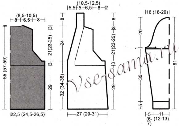 Универсальный кардиган спицами, выкройка