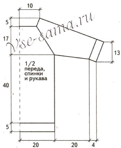 Вязание пуловера спицами в морском стиле, выкройка
