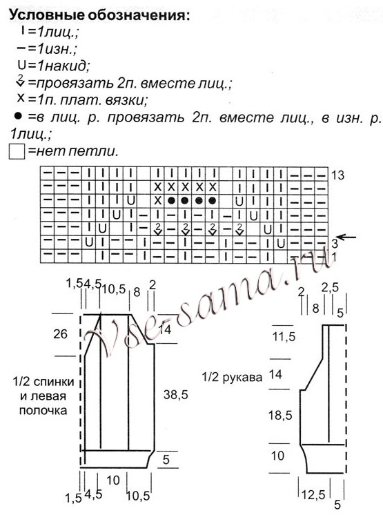 Жакет с вертикальными узорами, схема
