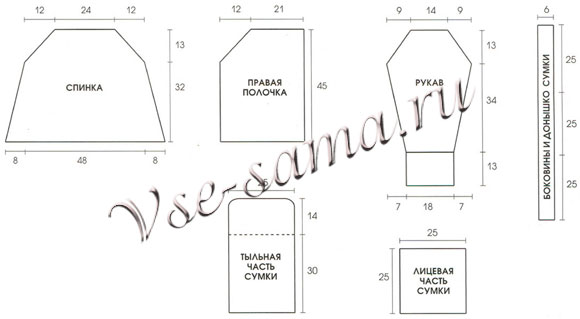 Жакет, шапочка и сумка, выкройка