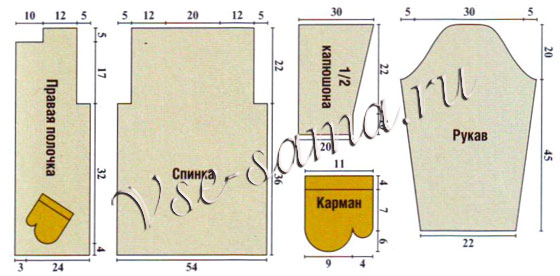 Кофточка меланжевая, выкройка