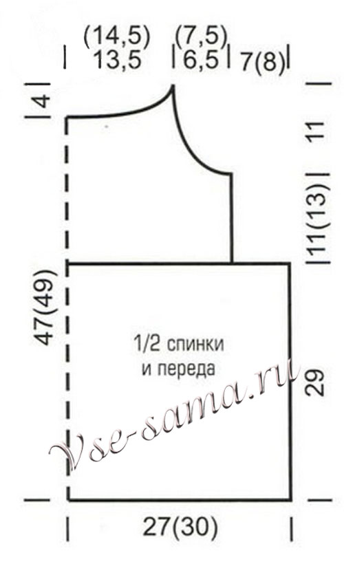 Зелёно-пёстрый топ спицами, выкройка
