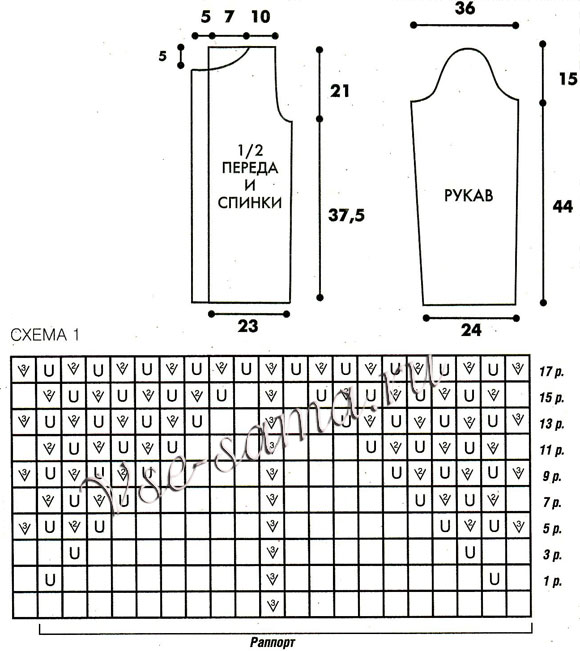 Жакет спицами, схема