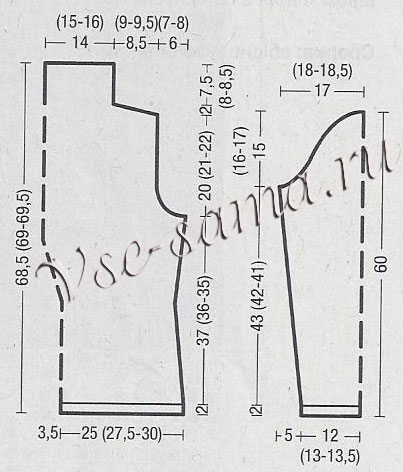Выкройка для вязания жакета в городском стиле