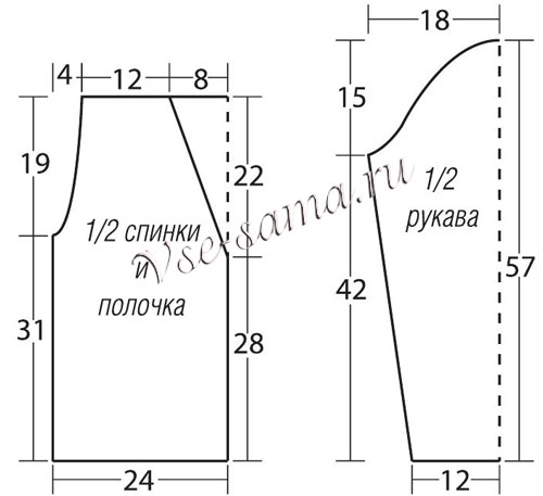 Выкройка для вязания жакета