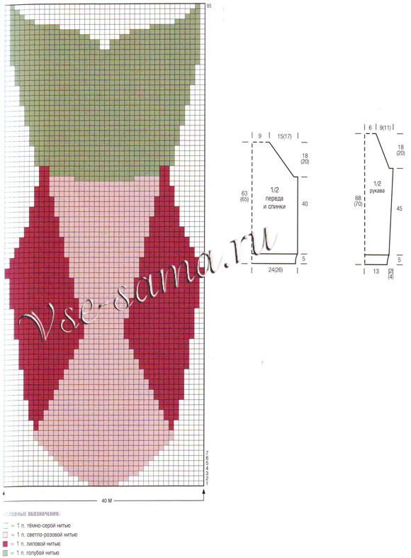 Женский пуловер с совой, схема