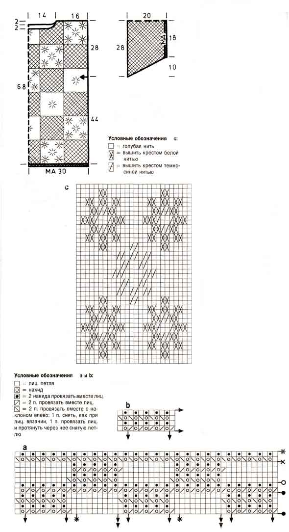 схема пуловера в клетку и с вышивкой схема пуловера в клетку и с вышивкой