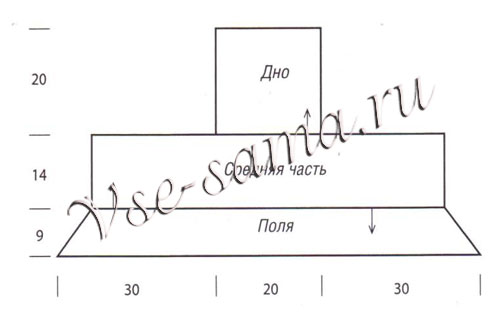 Фетровая шляпа спицами, выкройка
