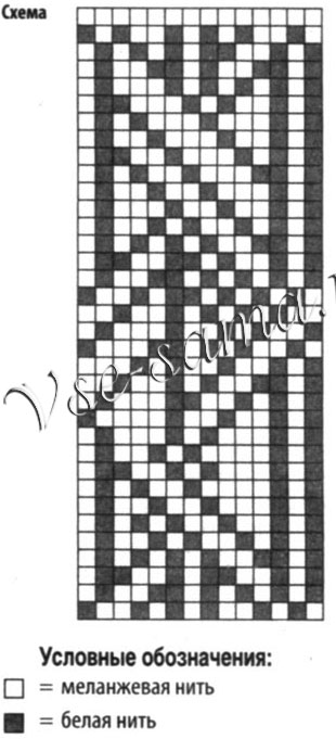 Носки с орнаментом спицами, схема
