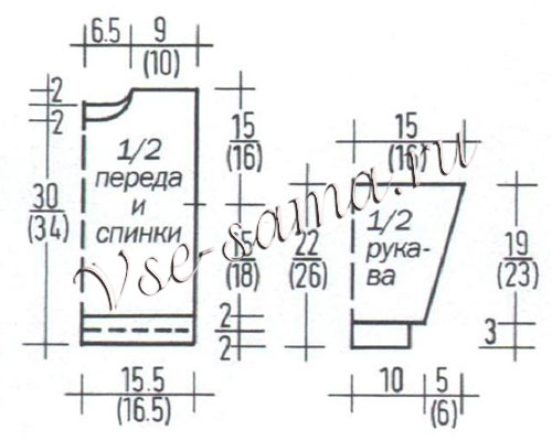 Выкройка для вязания пуловера с аппликацией Выкройка для вязания пуловера с аппликацией