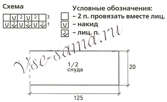 Серый шарф-снуд спицами, схема