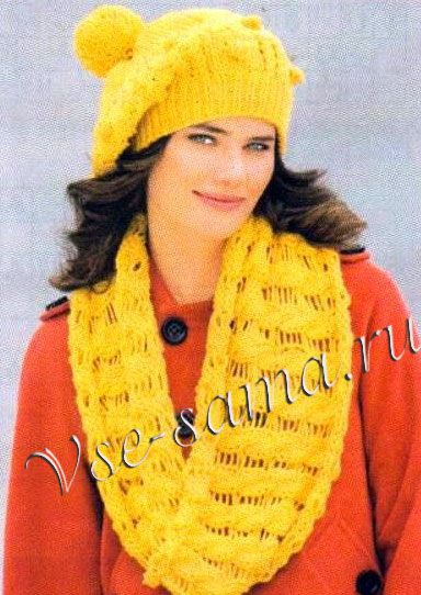 Шапка и хомут спицами, 2