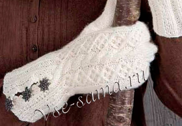 Шарф и варежки с узорами из кос, фото 2