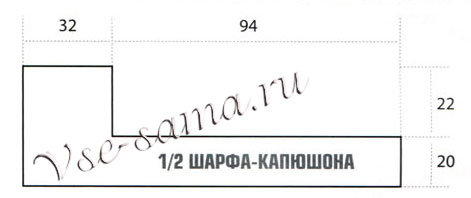 Шарф-капюшон из альпака, выкройка