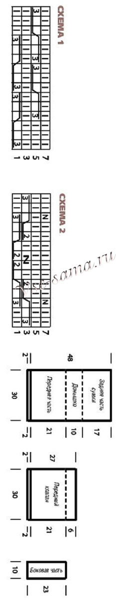 Схемы для вязания сумки с косами Схемы для вязания сумки с косами