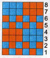 Варежки оранжево-голубые, схема