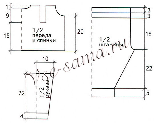 Белый комплект и шапочка для малыша, выкройка