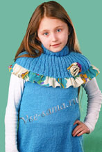 Бирюзовая туника с отделкой из ткани