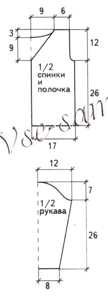 Бордовый жакет спицами и галстук-бабочка, выкройка