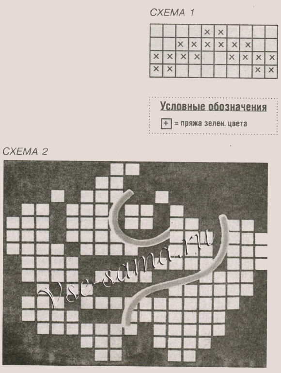 Чепчик спицами с вышивкой, схема