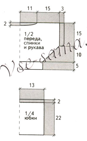 Двухцветный комплект спицами, выкройка