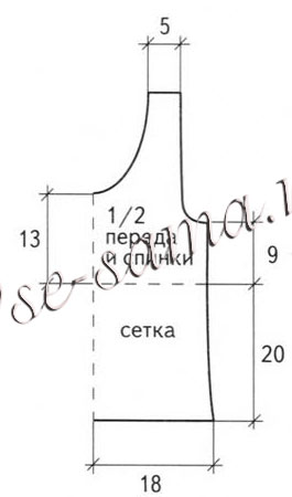 Голубой топ для девочки, выкройка