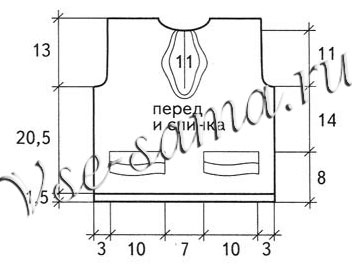 Голубой топ с оборками, выкройка