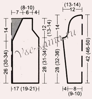 Яркий жакет спицами с бахромой и шапочка, выкройка