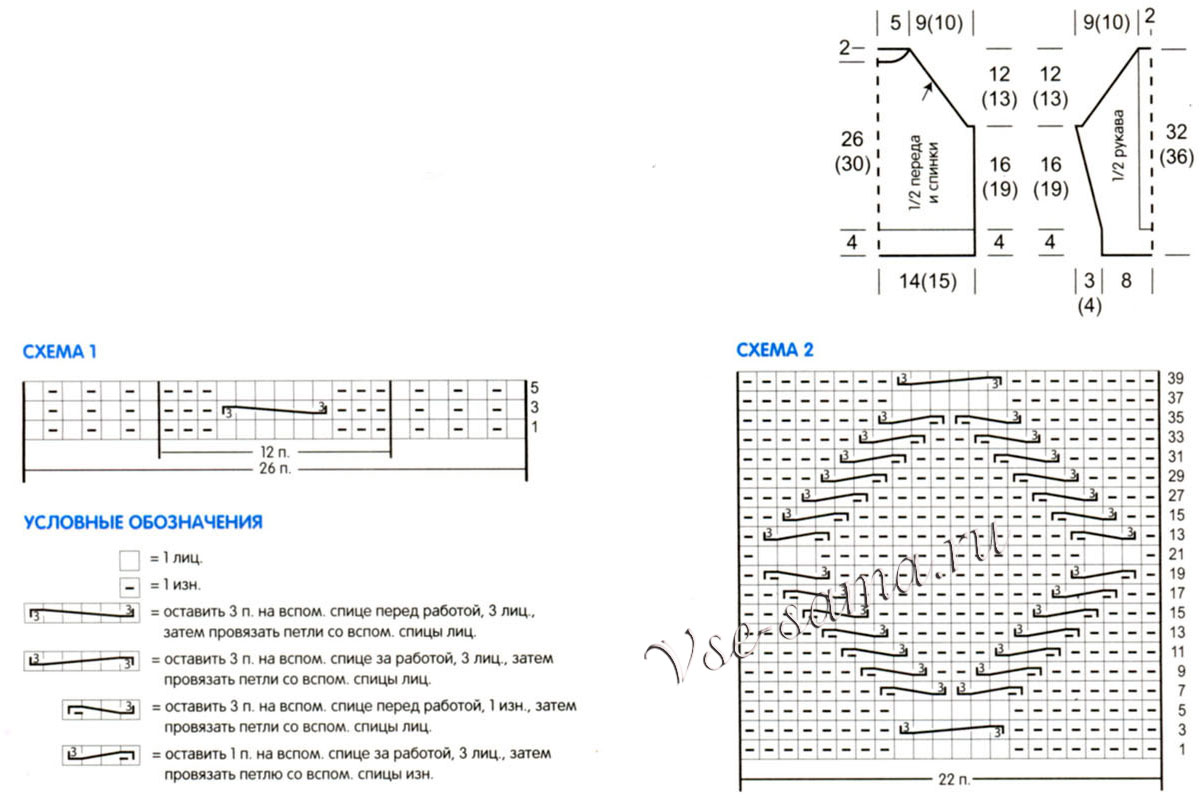 Ирландский пуловер с красными планками, схема Ирландский пуловер с красными планками, схема