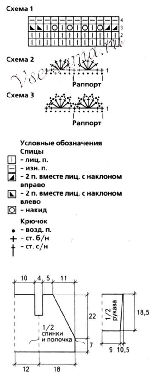 Жакет с запахом, чепчик, схема