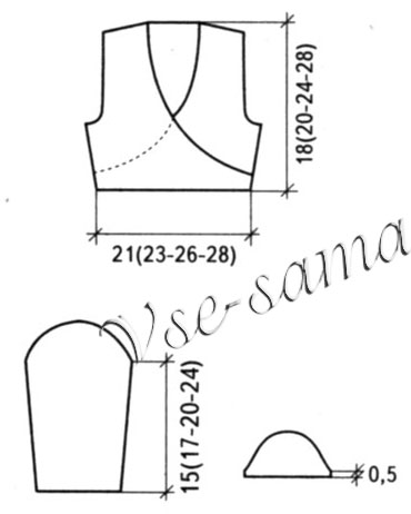 Кофточка с ажурным краем, выкройка