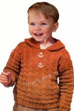 Кофточка с капюшоном из однотонной пряжи