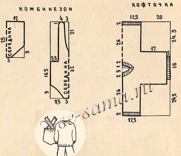 Кофточка и комбинезон, выкройка