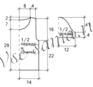 Кофточка с бантом, выкройка