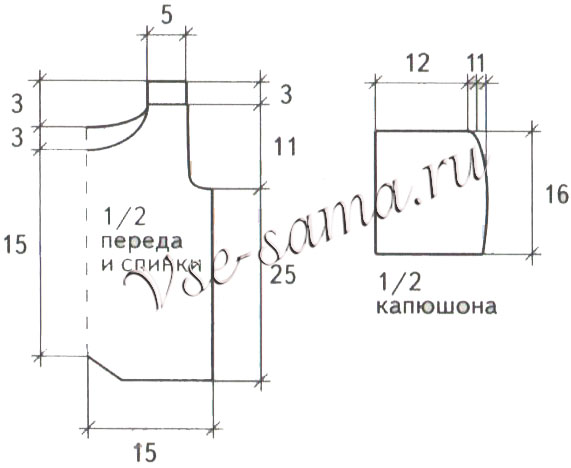 Комбинезон спицами в полоску, выкройка