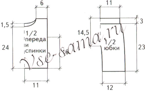 Комплект спицами для девочки, выкройка