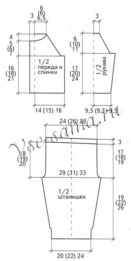 Комплект с красной каймой, выкройка