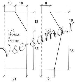 Коричневый пуловер с косами, выкройка