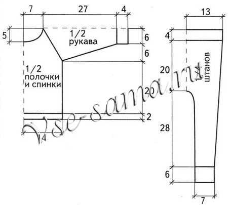 Костюм с косами, выкройка
