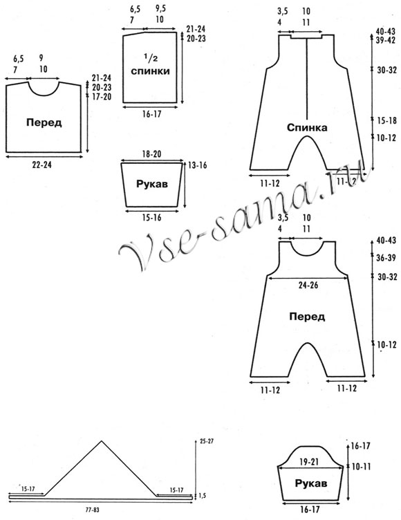 Косынка, песочник, джемпер, носочки и подушка-рыбка, выкройка