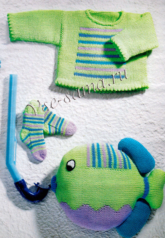Косынка, песочник, джемпер, носочки и подушка-рыбка, 2