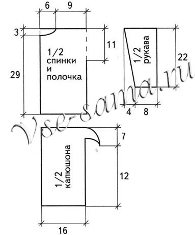 Курточка с капюшоном, выкройка