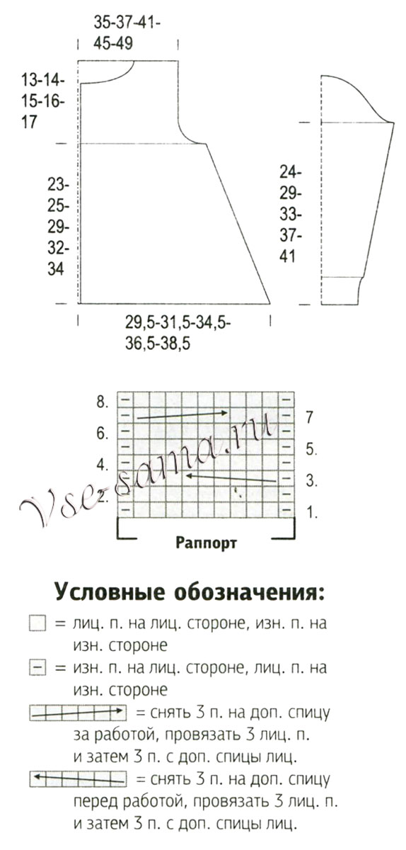 Схема и выкройка для вязания жакета