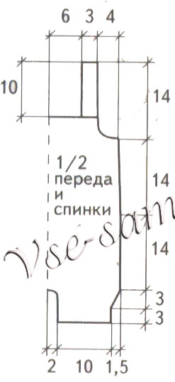 Песочник спицами голубого цвета, выкройка