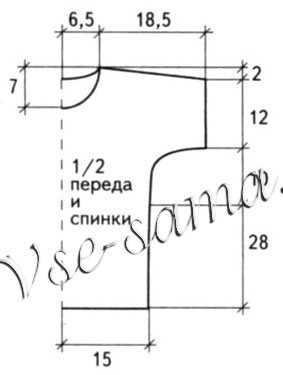 Пестрый пуловер с короткими рукавами, выкройка