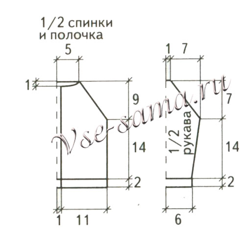 Полосатая кофточка спицами для малыша, выкройка