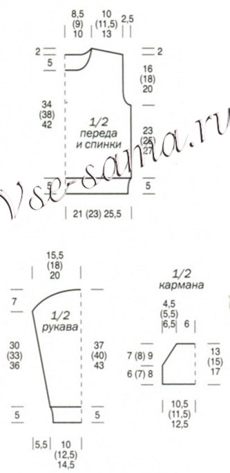 Полосатый пуловер с капюшоном, выкройка