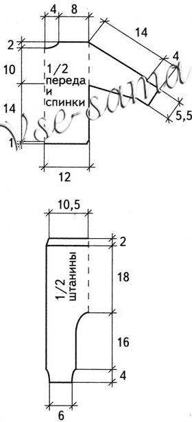 Полосатый костюмчик для малыша, выкройка