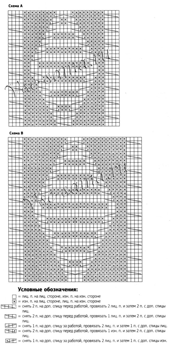 Пуловер реглан с узором из ромбов, схема