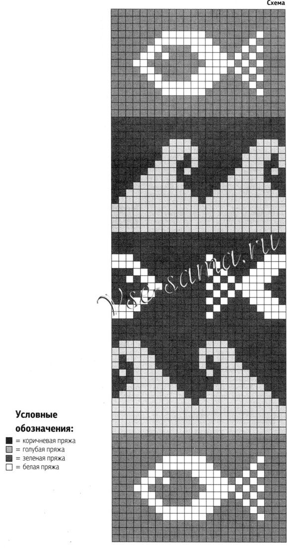 Пуловер с рыбками, схема